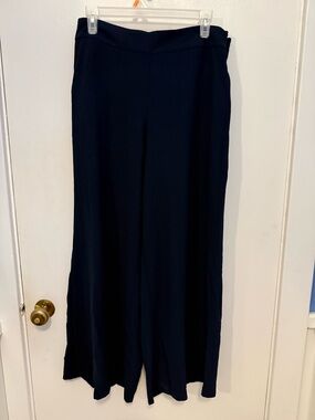 Mark. By Avon Women’s Navy Wide Leg Pants W/pockets & Side Zip Sz LG NWOT